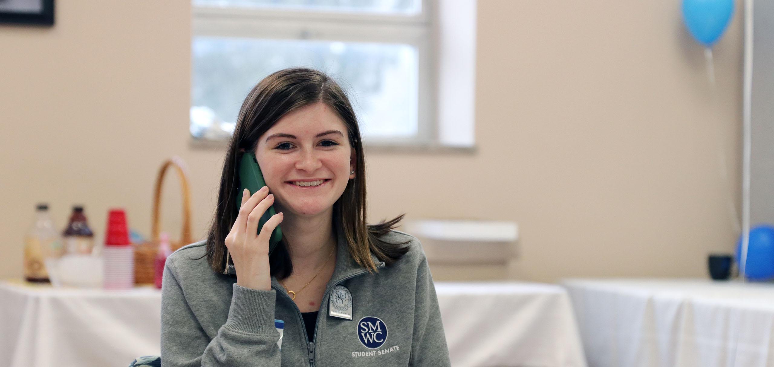 Smiling student caller at WoodsGivingDay